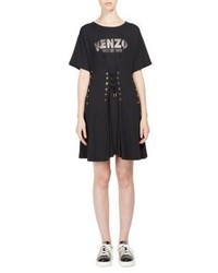 Kenzo Lace Up Cotton Logo Dress