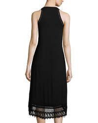 Neiman Marcus Ladder Stitch Trim Sleeveless Jersey Dress