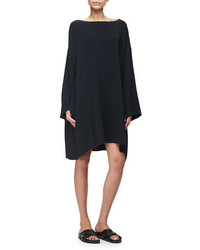 The Row Long Sleeve Mini Caftan Dress Black