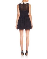 RED Valentino Macrame Tulle Contrast Collar Dress