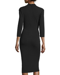 Michael Kors Michl Kors 34 Sleeve Twist Front Dress Black