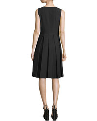 Michael Kors Michl Kors Collection Sleeveless V Neck Pleated Dress Black