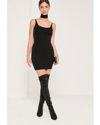 Missguided Double Layer Jersey Strappy Mini Dress Black