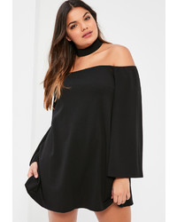 Missguided Plus Size Black Choker Neck Bardot Dress