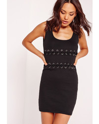 Missguided Tie Up Middle Mini Dress Black