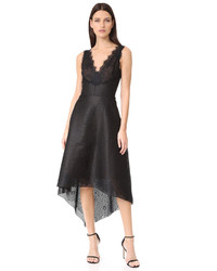 Marchesa Notte Ribbed High Low Dress