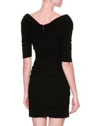 Dolce & Gabbana Off The Shoulder Ruched Dress Black