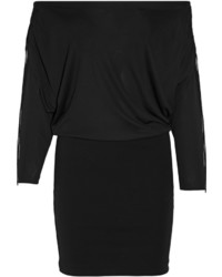 Roberto Cavalli Off The Shoulder Stretch Jersey Mini Dress Black