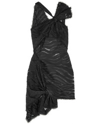 Versace One Shoulder Cotton Blend Fil Coup Mini Dress Black