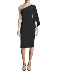 Milly One Sleeve Ponte Cocktail Dress Black