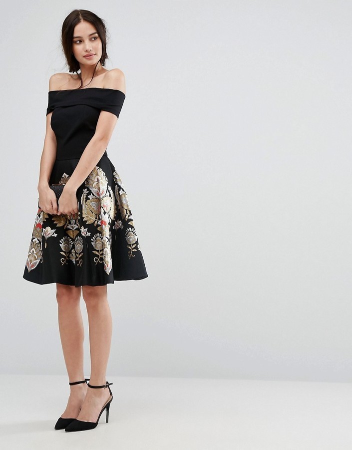 ted baker black bardot dress