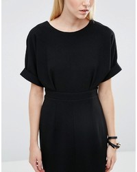 Asos Petite Petite Smart Woven Dress With V Back And Split Front