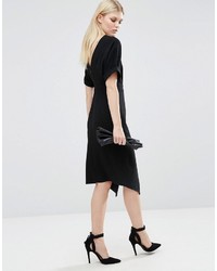 Asos Petite Petite Smart Woven Dress With V Back And Split Front