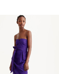 J.Crew Petite Tie Waist Strapless Dress In Faille