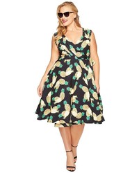Unique Vintage Plus Size Pineapple Wrap Dress Dress
