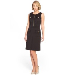 Tahari Pocket Pique A Line Dress Size 10 Black