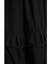 MM6 MAISON MARGIELA Ruffled Chiffon Paneled Cotton Jersey Dress Black