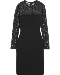 Stella McCartney Sally Lace Paneled Stretch Crepe Mini Dress Black