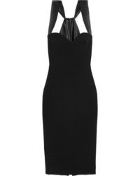 Victoria Beckham Satin Trimmed Crepe Dress Black