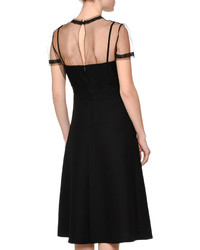 Valentino Short Sleeve A Line Dress Black