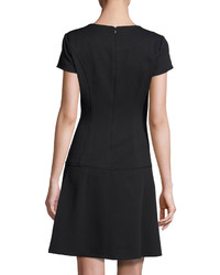 Ellen Tracy Short Sleeve Chain Trim Dress Black