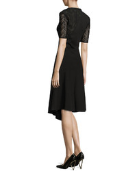 Jason Wu Short Sleeve Drape Front Dress Black