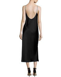 DKNY Sleeveless Reversible Satin Slip Dress Black