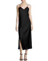 DKNY Sleeveless Reversible Satin Slip Dress Black