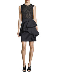Jason Wu Sleeveless Ruffle Skirt Cocktail Dress Black