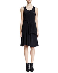 Givenchy Sleeveless Scoop Neck Tiered Dress Black