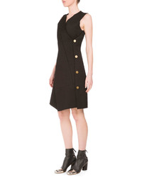 Proenza Schouler Sleeveless V Neck Side Button Dress Black