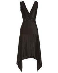 Givenchy V Neck Technical Pleated Jersey Dress