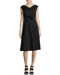 Lafayette 148 New York Xia Cap Sleeve Tie Waist Dress Black