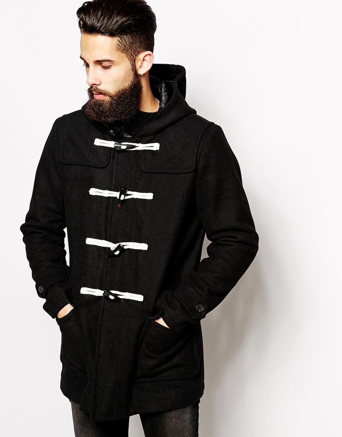 Asos Brand Wool Duffle Coat In Black | Where to buy & how to wear