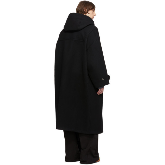 Fumito Ganryu Black Trapeze Duffle Coat, $1,675 | SSENSE | Lookastic