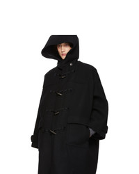 Fumito Ganryu Black Trapeze Duffle Coat