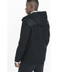 Black Wool Blend Duffle Coat