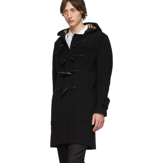 Burberry Black Wool Greenwich Duffle Coat Ssense Lookastic