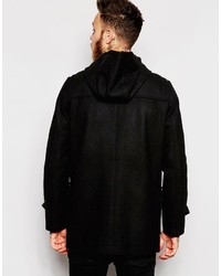 Asos Brand Duffle Coat In Black