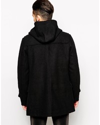 Asos Brand Wool Duffle Coat In Black