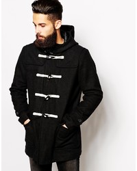 Asos Brand Wool Duffle Coat In Black