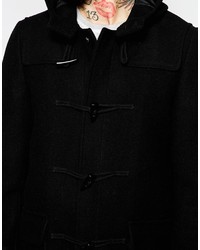 Asos Brand Wool Mix Duffle Coat In Black