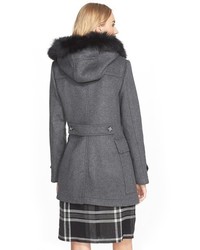 Burberry Brit Blackwell Wool Duffle Coat With Genuine Fox Fur Trim