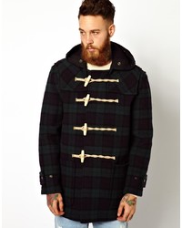 Gloverall Duffle Coat In Black Watch Plaid