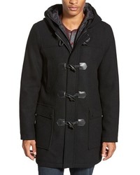 Black Rivet Longline Duffle Coat With Zip Out Bib