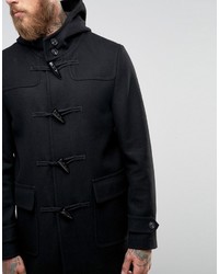 Asos Wool Mix Duffle Coat In Black