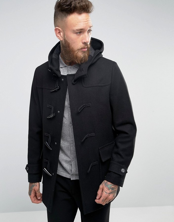 Asos Wool Mix Duffle Coat In Black, $106 | Asos | Lookastic