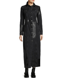 MCQ Alexander Ueen Recycled Denim Button Front Long Sleeve Duster Coat