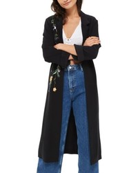 Topshop Floral Embroidered Duster Coat
