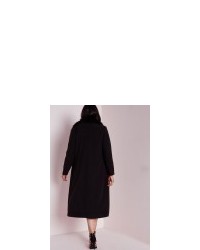 Missguided Plus Size Faux Fur Trim Duster Coat Black